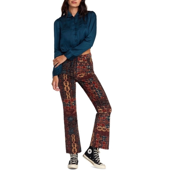 RVCA Pants - RVCA Groove High Rise Casual Corduroy Pants Multicolor Womens Size 27 Wide Leg
